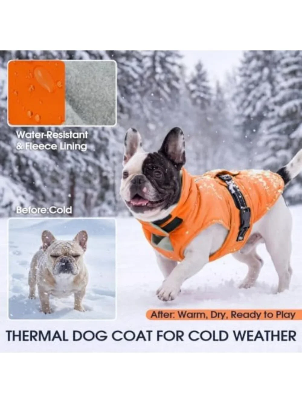 Waterproof Fleece Hunting Jacket for Large Dogs - Orange Outdoor Coat, 4XL